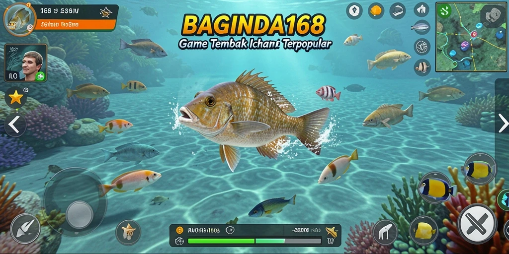 Screenshot gameplay BAGINDA168 menampilkan aksi seru menangkap ikan.