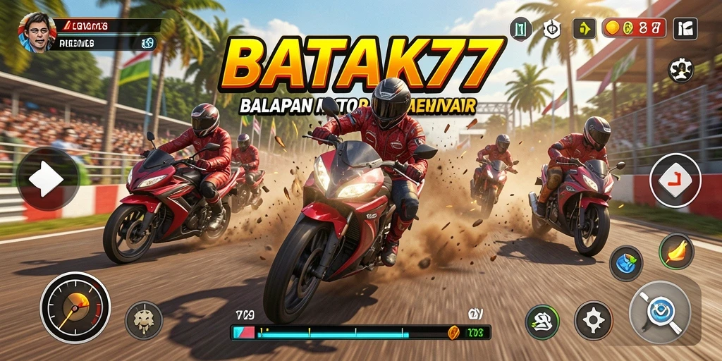 Tampilan menegangkan gameplay balapan motor di BATIK77.