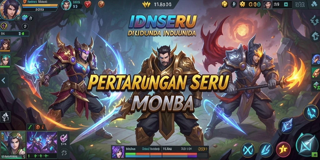 Gameplay menarik dari <strong>IDNSERU</strong> di arena pertempuran MOBA.