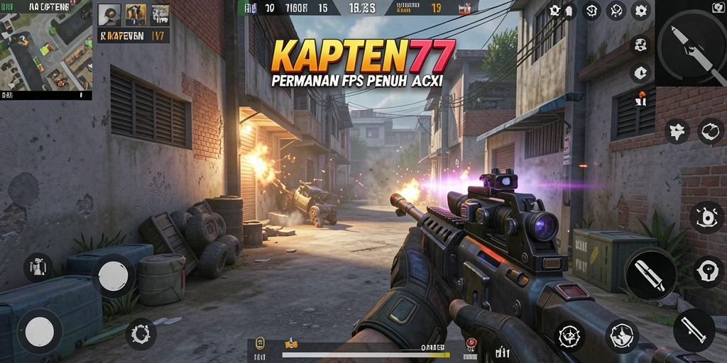 Tampilan intens dari gameplay KAPTEN77 dengan aksi tembak-menembak yang mendebarkan.