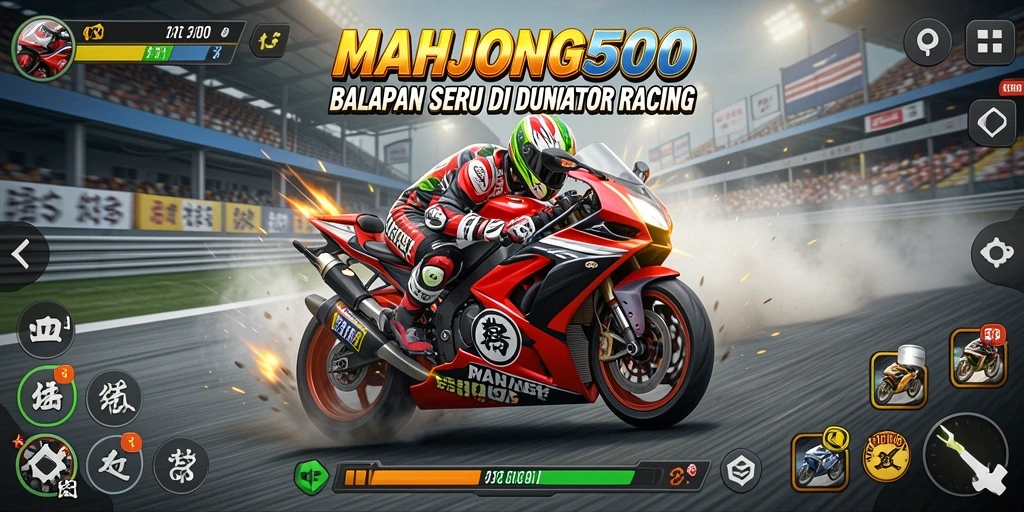 Tampilan gameplay seru dari game balapan MAHJONG500.
