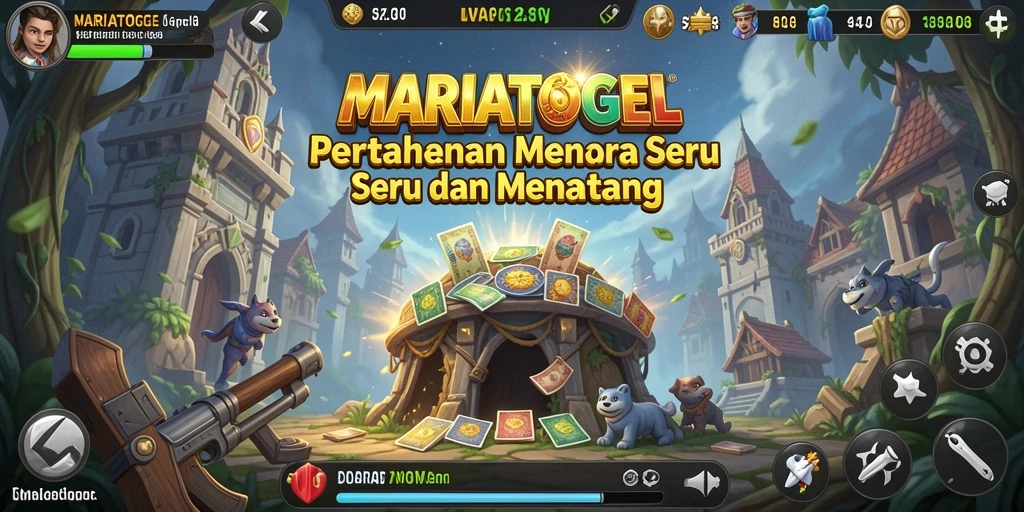 Tampilan gameplay menegangkan di MARIATOGEL menunjukkan strategi Tower Defense.