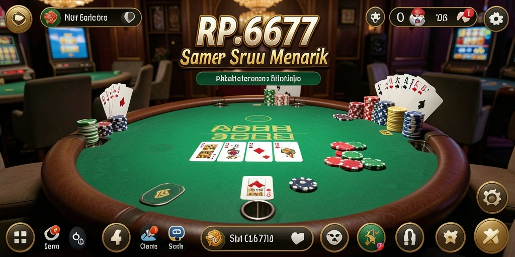 Screenshot gameplay RP6677 menunjukkan momen intens saat bermain poker.