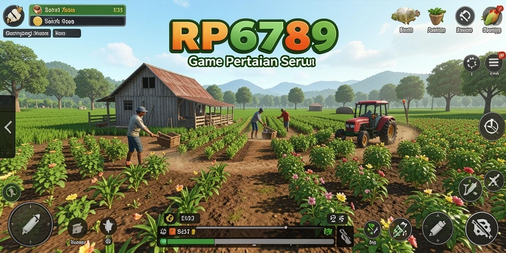 Tampilan gameplay RP6789 dengan ladang pertanian yang subur.