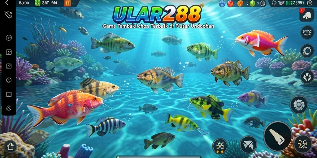 Screenshot gameplay ULAR288 menampilkan keseruan menangkap ikan.